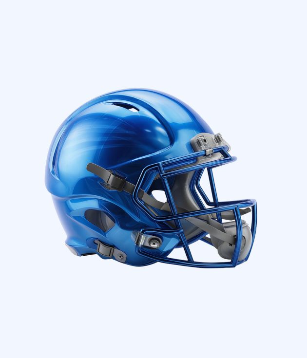 Blue chrome football helmet